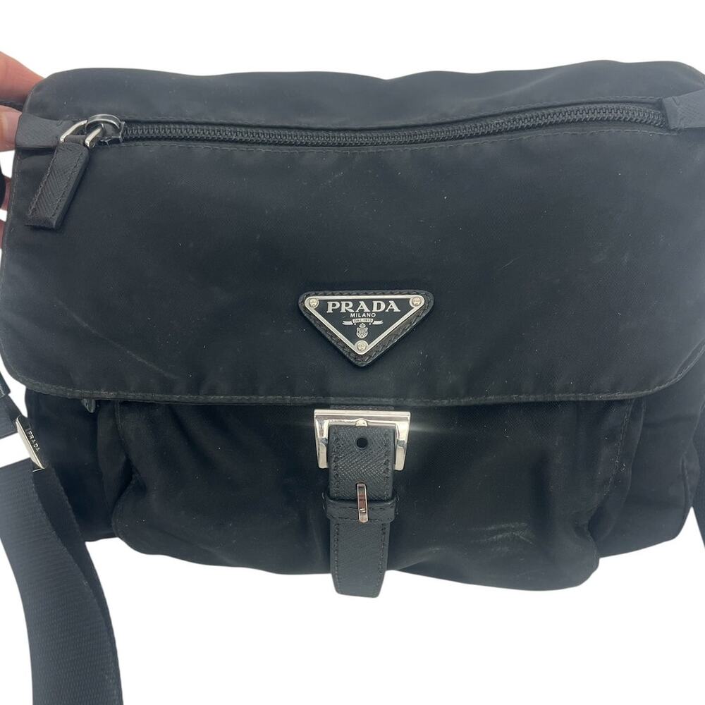 Prada Black Nylon Logo Plaque Messenger Crossbody Bag - Picture 4 of 16